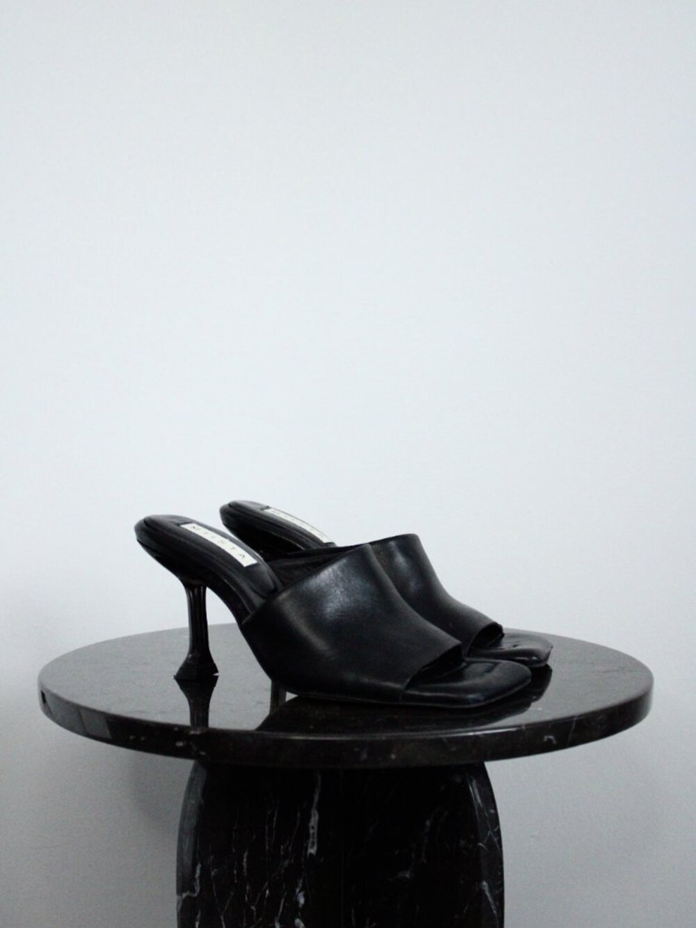 Miista Miri Mules Womens 36 Black Leather Square Toe Slip On Designer Y2K - Picture 4 of 7